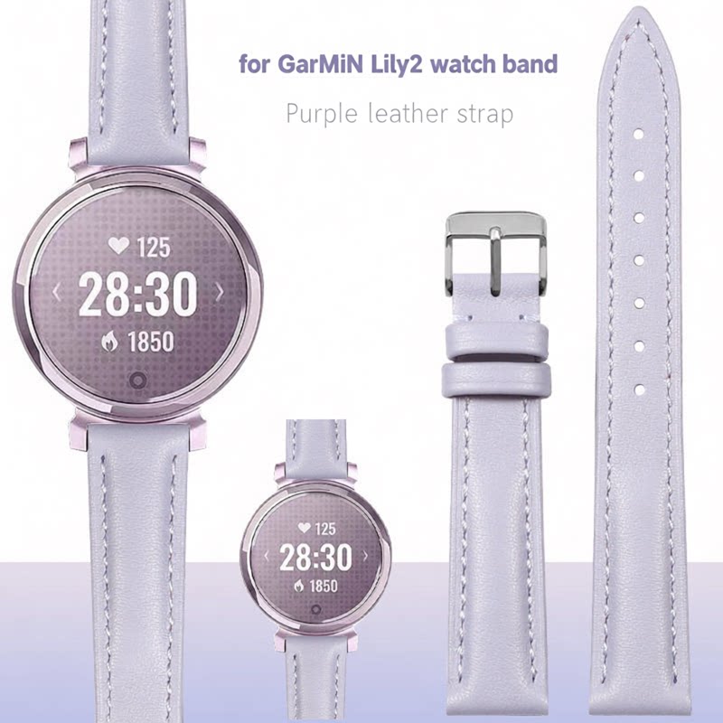 Smartwatch Purple Watches For Women - Garmin Lily2 için hakiki deri saat